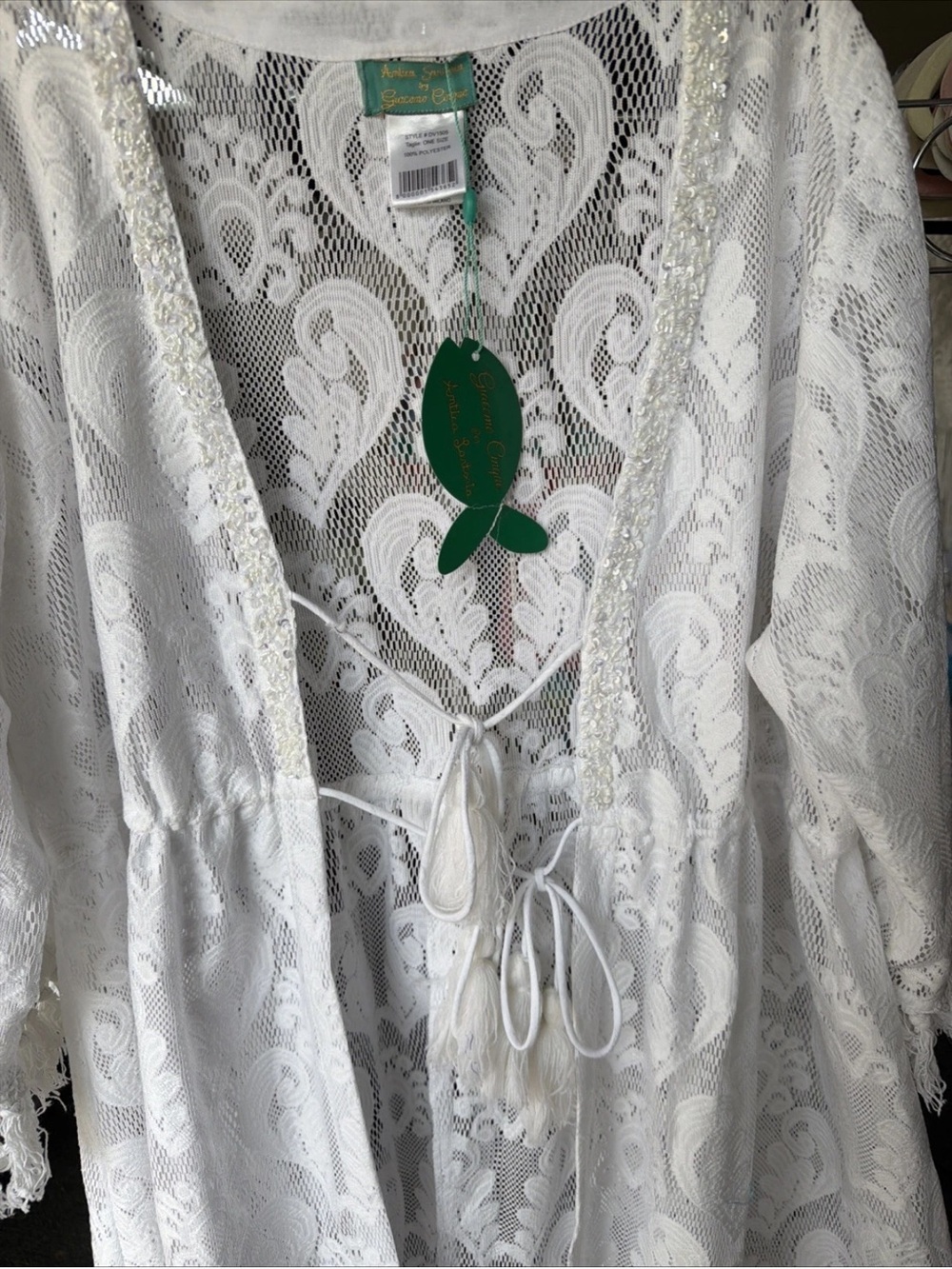 Antica sartoria Elegant White Lace Swim Cover-Up NWT O/S - Picture 2 of 3